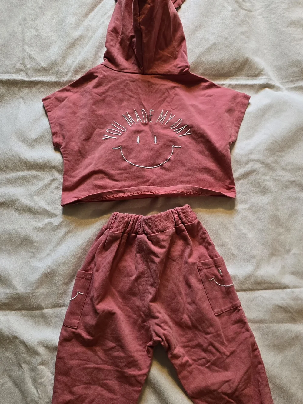Fashion Baby 2 Piece Hoodie Jogger Set 9 Months Dusty Pink Smiley Outfit
